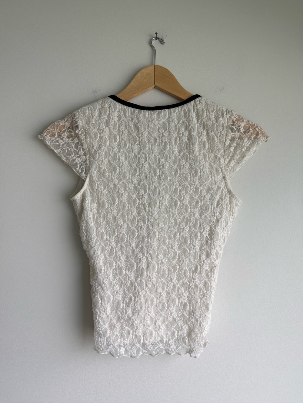 Thirty Thirty Lace Contrast Trim Top Small Coquette Y2K - Picture 2 of 6